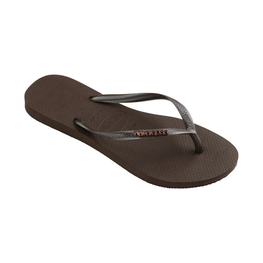 Havaianas Women's Slim Metallic Flip-flop Sandals, Dark Brown Size 11-12W